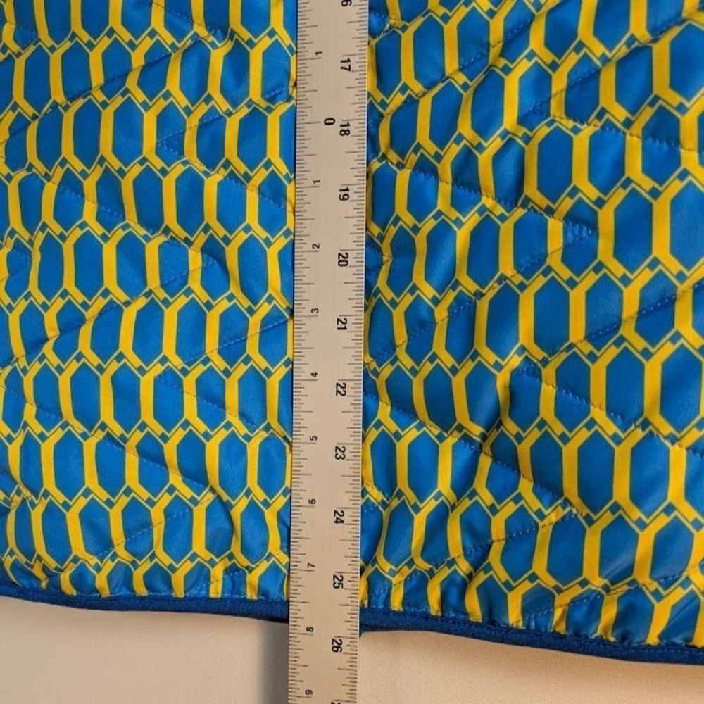 Kiton Quilted Vest Mens Size 42 / IT 52 Slim Fit Blue Yellow Geometric Italy